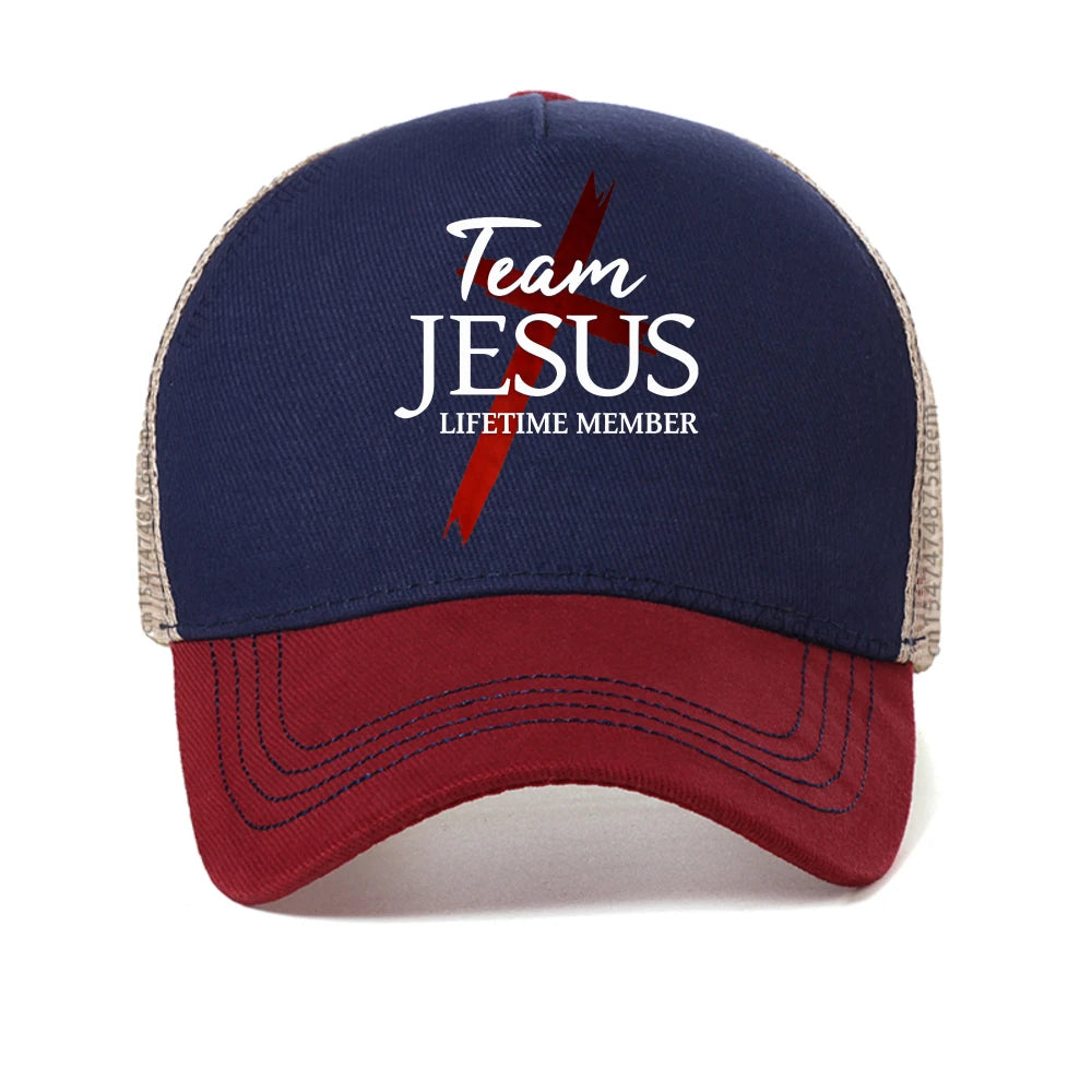Faith cap Team Jesus Lifetime Member Christian baseball cap Fashion Unisex Summer sun snapback hats mesh breathable Trucker hat