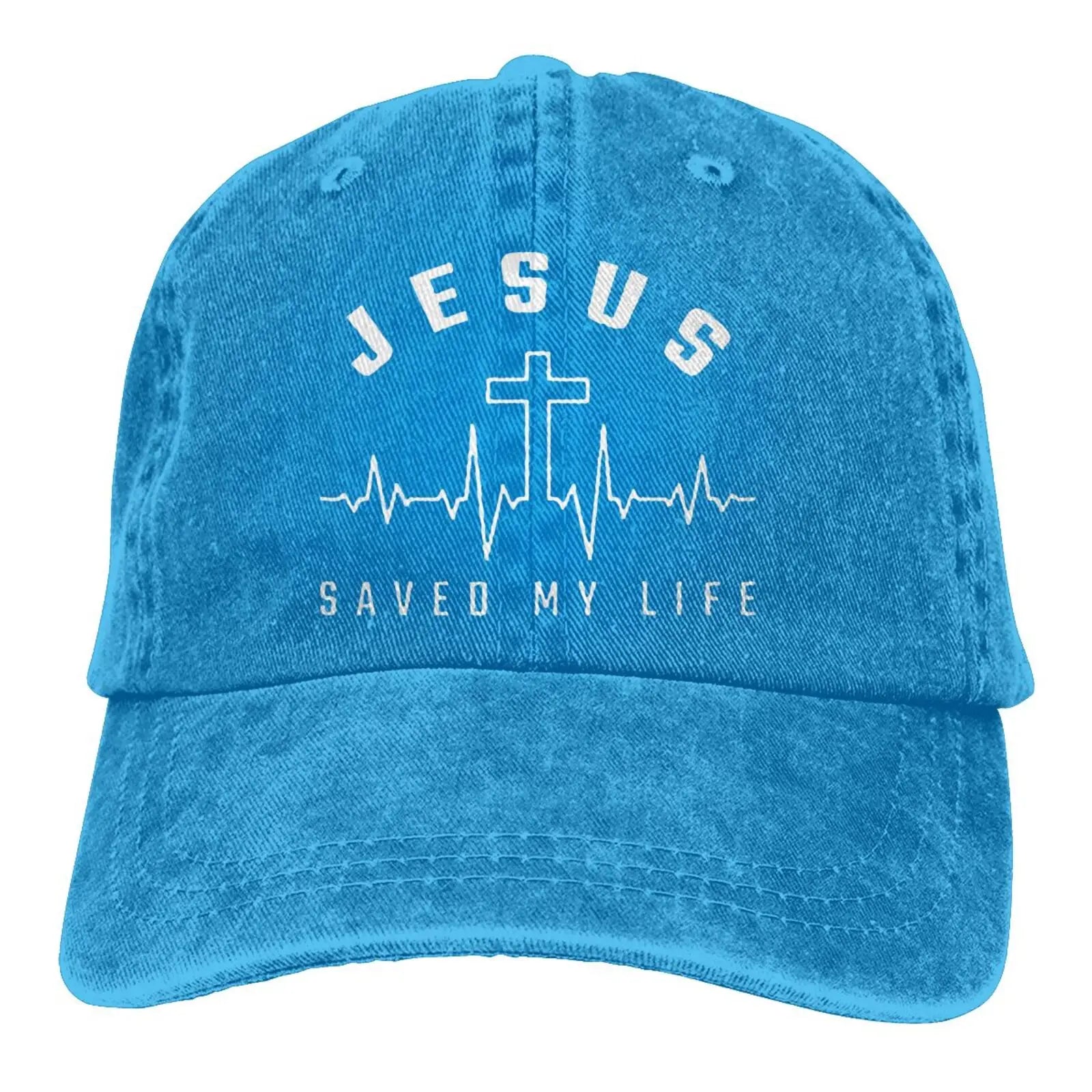 Jesus Saved My Life Hat Christian Baseball Cap Washed Cotton Denim Dad Hat for Men Women