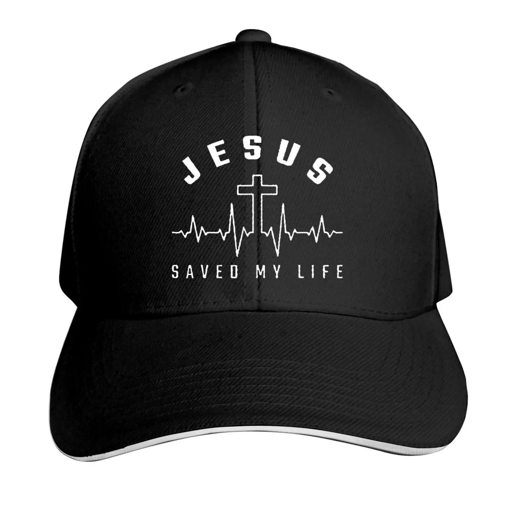 Jesus Saved My Life Hat Christian Baseball Cap Washed Cotton Denim Dad Hat for Men Women