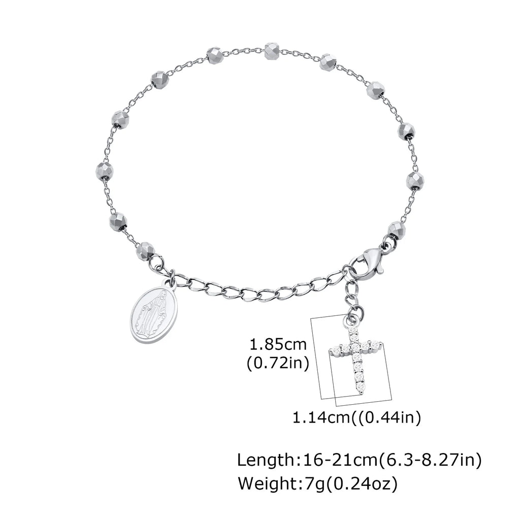 CZ Cross Rosary Bracelet