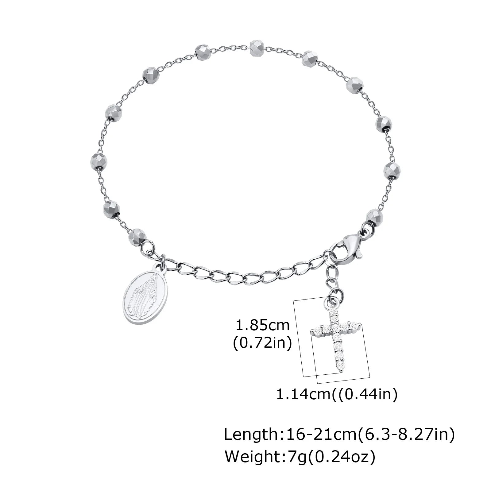 CZ Cross Rosary Bracelet