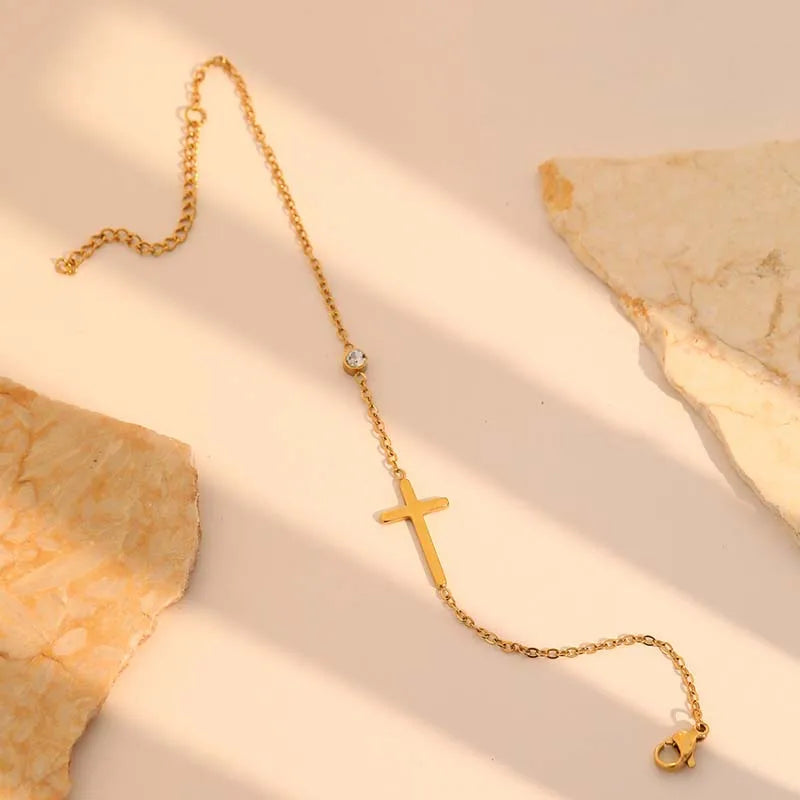 Gold Cross Chain Bracelet