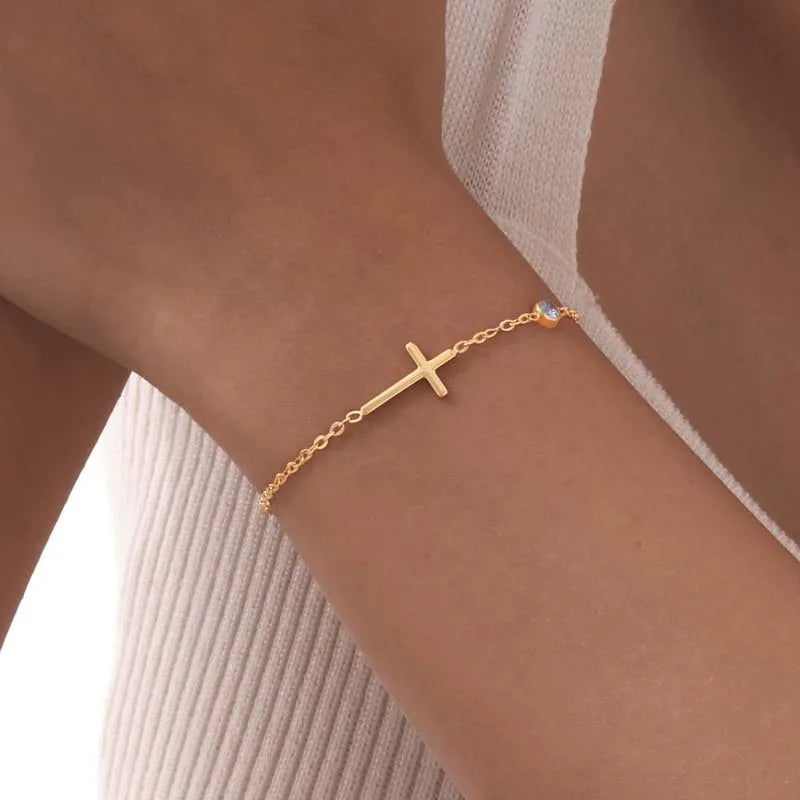 Gold Cross Chain Bracelet