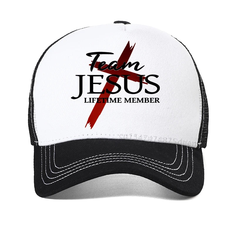Faith cap Team Jesus Lifetime Member Christian baseball cap Fashion Unisex Summer sun snapback hats mesh breathable Trucker hat