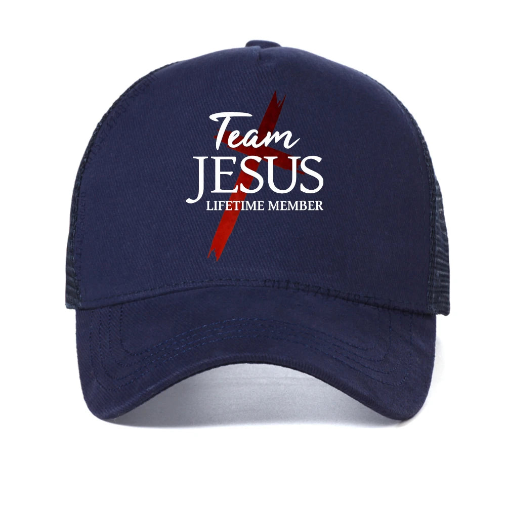 Faith cap Team Jesus Lifetime Member Christian baseball cap Fashion Unisex Summer sun snapback hats mesh breathable Trucker hat