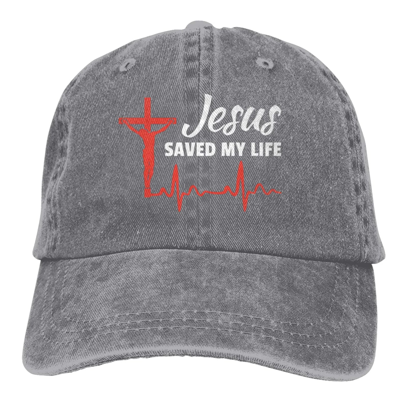 Jesus Saved My Life Hat Christian Baseball Cap Washed Cotton Denim Dad Hat for Men Women