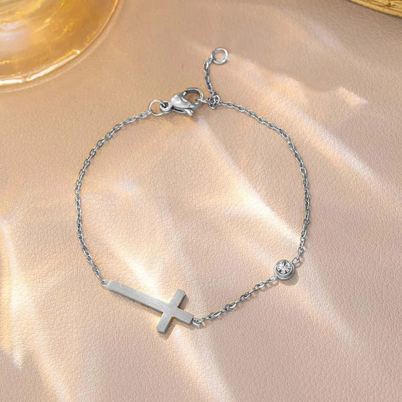 Gold Cross Chain Bracelet
