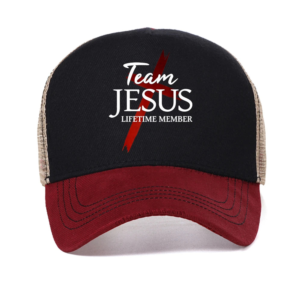 Faith cap Team Jesus Lifetime Member Christian baseball cap Fashion Unisex Summer sun snapback hats mesh breathable Trucker hat