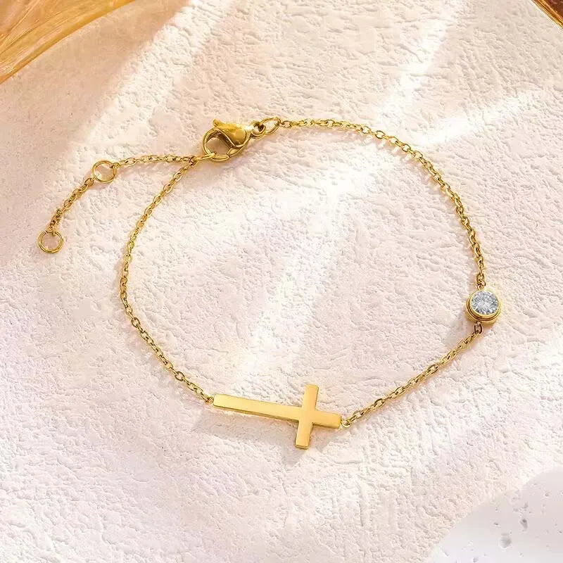 Gold Cross Chain Bracelet