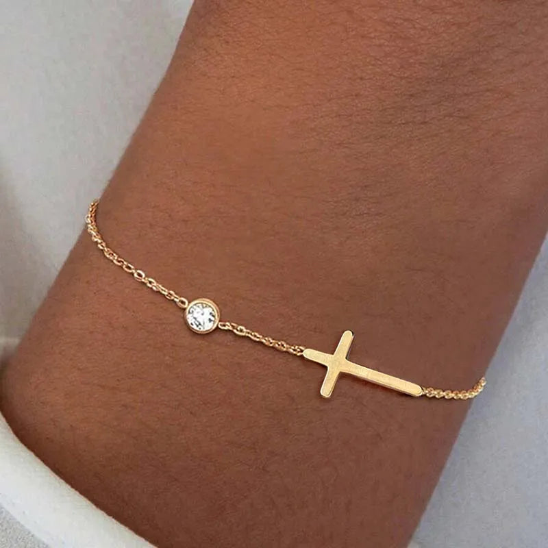 Gold Cross Chain Bracelet
