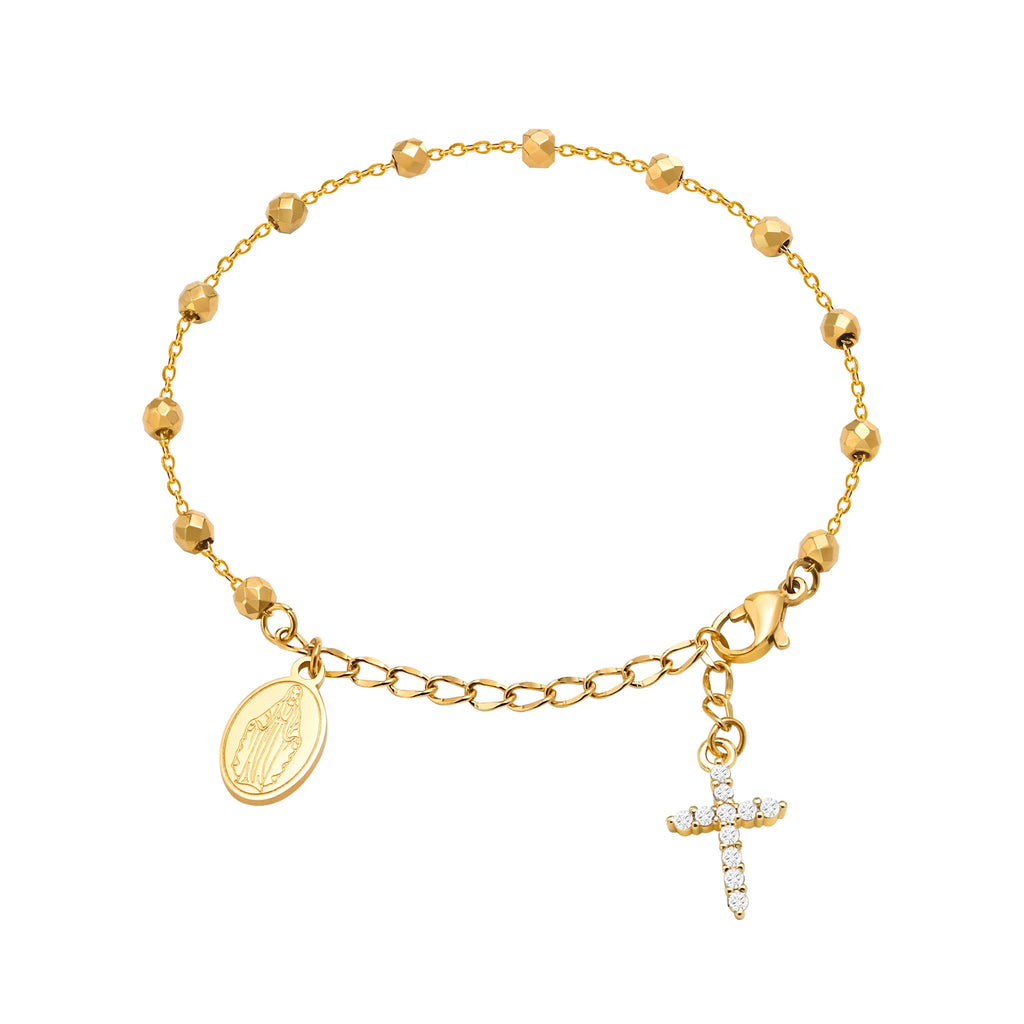 CZ Cross Rosary Bracelet