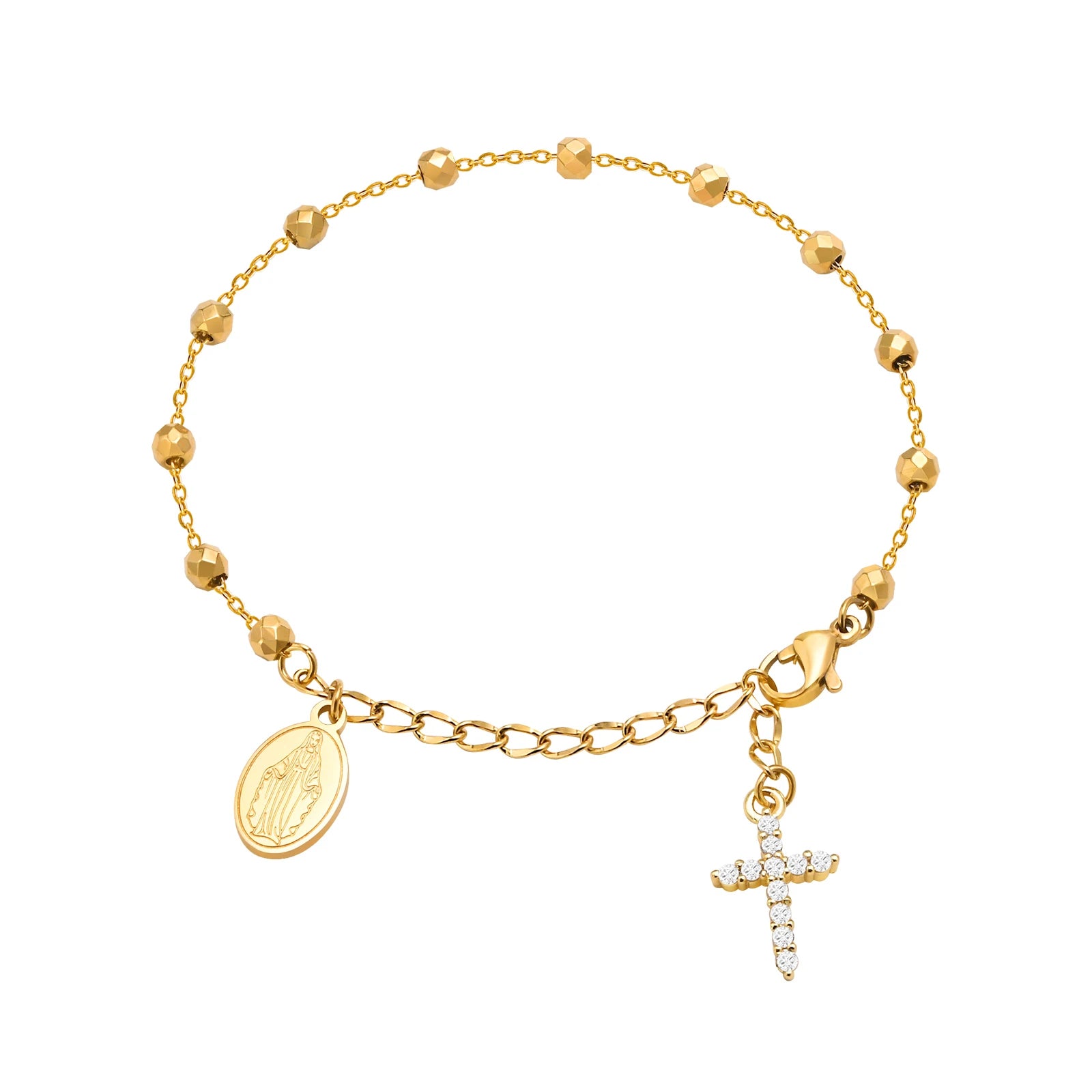 CZ Cross Rosary Bracelet