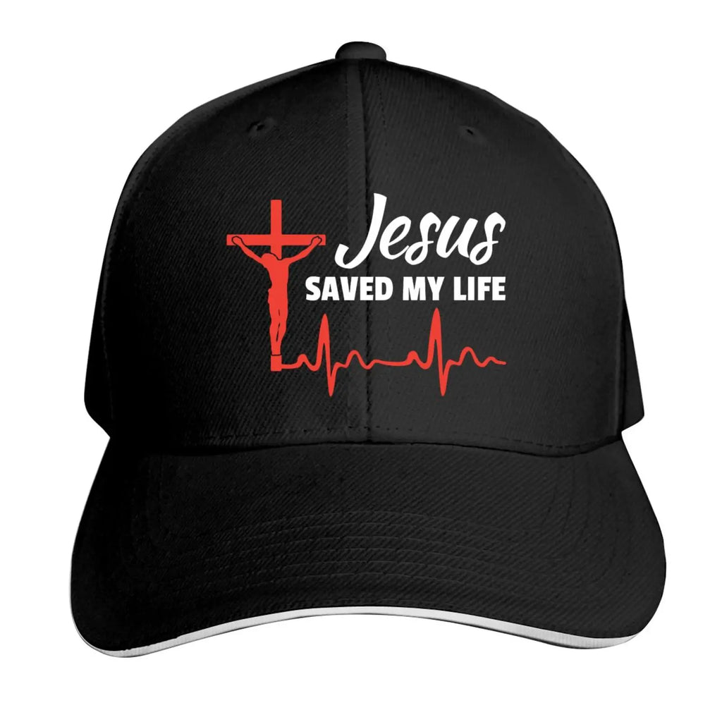 Jesus Saved My Life Hat Christian Baseball Cap Washed Cotton Denim Dad Hat for Men Women