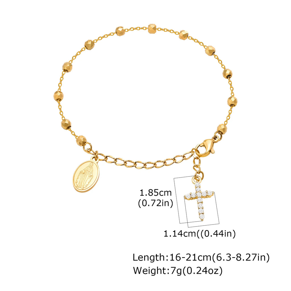 CZ Cross Rosary Bracelet