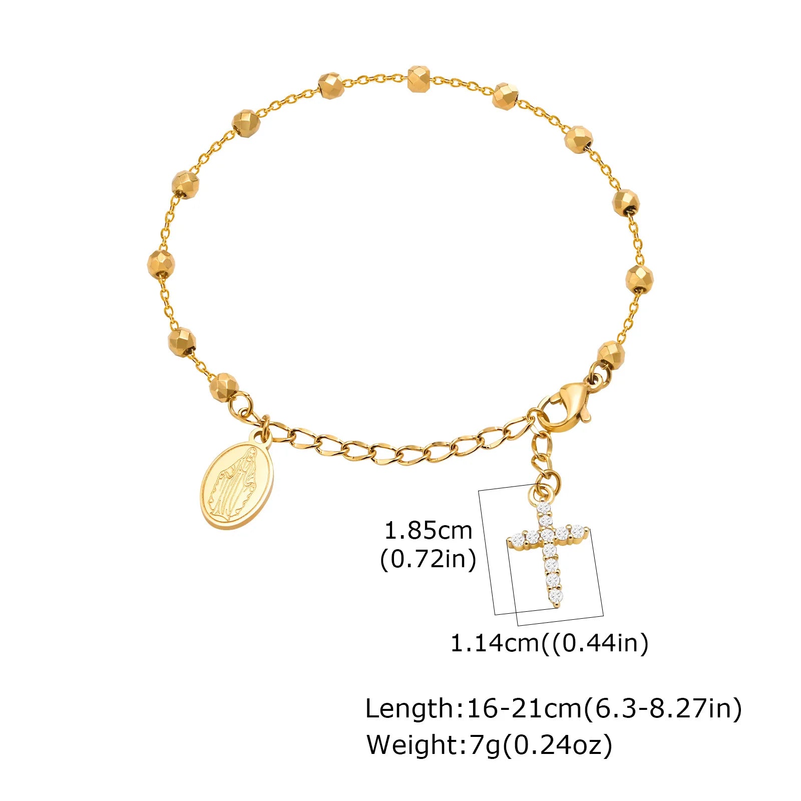 CZ Cross Rosary Bracelet